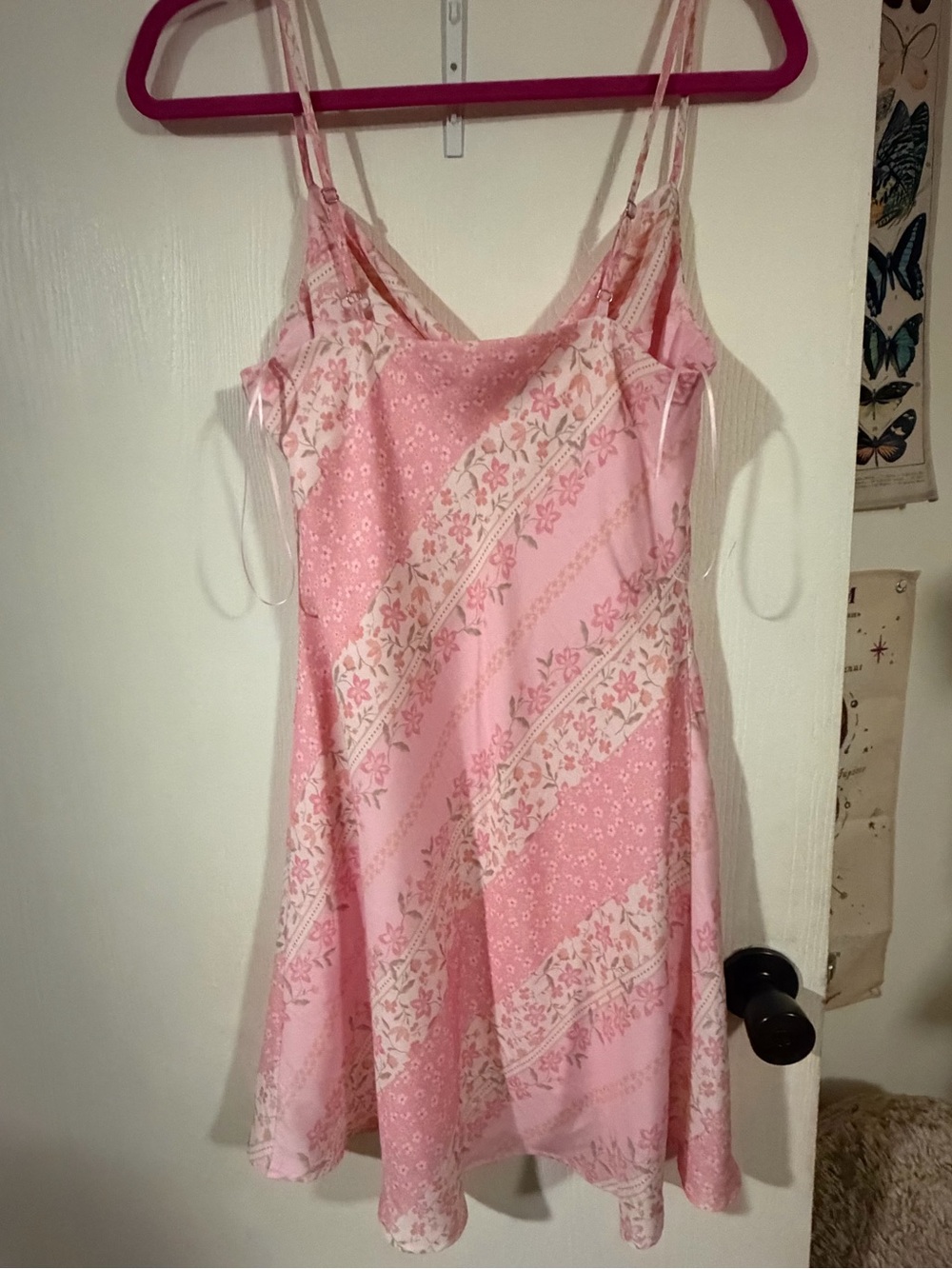 Altar'd State Pink Floral Bias Slip Dress